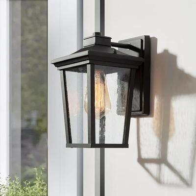 Mullan light Matte Black Dusk to Dawn Outdoor Wall Lantern Sconce with  Clear Tempered Glass - Yahoo Shopping