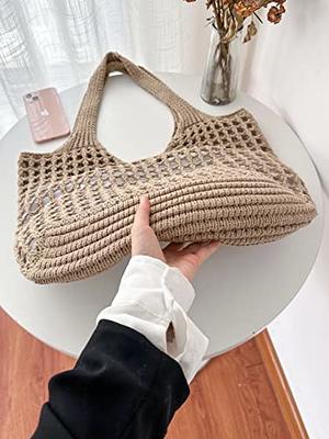 ENBEI Aesthetic Beach Tote Crochet Bags Shoulder Handbags knit bag