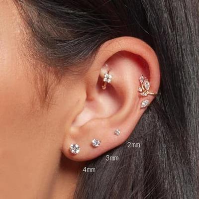 2/3/5/6/10 Pcs 20G Hypoallergenic Stud Earrings for Women Men, Stainless  Steel Flatback Earring Cubic Zirconia Earring Piercings - AliExpress