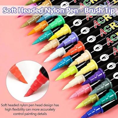 24 Colors Dual Tip Acrylic Paint Pens Markers, Premium Acrylic Paint Pens  for Wo