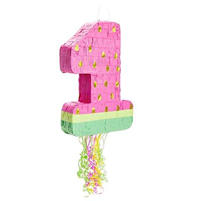 Number 1 Pinata, Pink and Gold for Girls 1st Birthday Party Decorations,  Small, 16.5x11x3 in - Yahoo Shopping