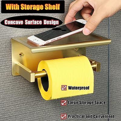 VAEHOLD Self Adhesive Toilet Paper Holder with Phone Shelf Stainless Steel  Wall Mounted Toilet Paper Roll Holder - Rustproof and Bathroom Washroom Tissue  Roll Holder with Storage Shelf - Gold - Yahoo Shopping