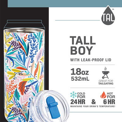 TAL Stainless Steel Tall Boy Water Bottle 18 oz, Black 