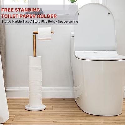 Flynama Floor Standing Metal Bathroom Tissue Paper Roll Stand Toilet Paper Roll Storage Holder for 4 Large Rolls in Black
