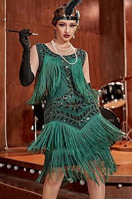 1920s Flapper Accessories Gatsby Costume Accessories Set, Headband Bracelet  Pearl Necklace Gloves Plastic Holder Earrings