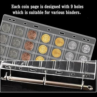 Ettonsun Leather 150 Pockets Coin Collecting Holder Album, 240 Pockets Paper Money Currency Colletion Supplies Holders, Large Storage Book for