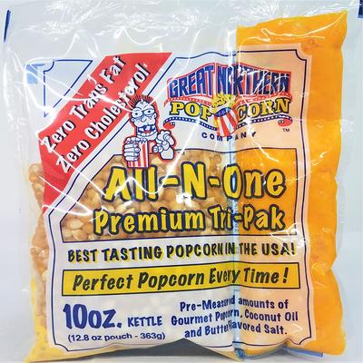 Great Northern Little Bambino 2.5 oz. Kettle Blue Countertop Popcorn Machine with Measuring Spoon, Scoop, and 25 Serving Bags