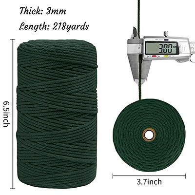 Cotton Twine String for Crafts, Blue Jute Thread (2mm, 218 Yards