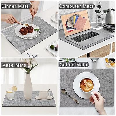 Faux Leather Placemats Set of 6 - Waterproof - Wipe Clean - Heat Resistant  - Anti Slip Dining Table Place Mats, Suitable for Indoor & Outdoor Use