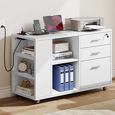 File Cabinet with Lock and Drawer, Mobile Lateral Filing Cabinet