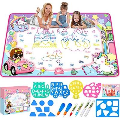 Water Doodle Mat,Reusable Painting Writing Doodle Board Toy,Mess Free  Coloring Doodle Drawing Mat Educational Toys,Birthday Christmas Gifts for 3  4 5