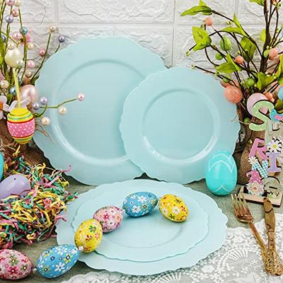 Plastic Plates Disposable 60 PCS, Heavy Duty 30 Dinner Plates 10.25 and 30  Dessert Plates 7.5 for Party, Colorful