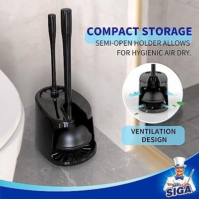 MR.SIGA Toilet Plunger and Bowl Brush Combo for Bathroom Cleaning Black 1 Set