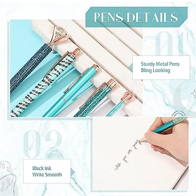 WEMATE 8 Pcs Ballpoint Pens Set Metal Crystal Diamond Pen Glitter Pen for  Journaling Black & Blue Ink Pretty Cute Writing Pens Fancy Pens Gifts for