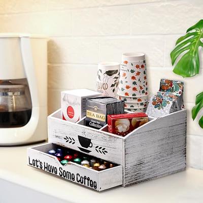 Coffee Station Organizer Wooden Coffee Bar Storage Organizer K Cup  Organizer for Countertop Farmhouse Coffee Bar Accessories Coffee Pod  Organizer - Black 