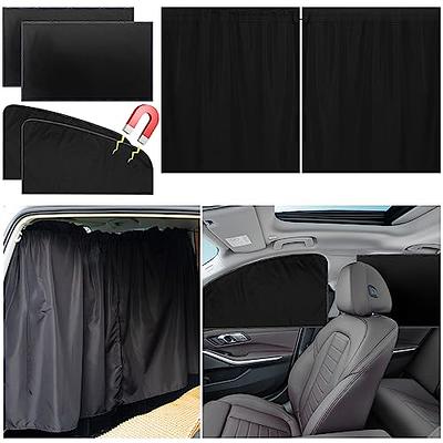 Set of 5 Car Privacy Curtains - 4 Magnetic Side Car Window Curtains & 1  Rear Seat