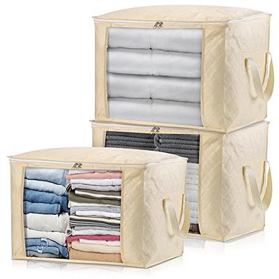 PENGKE 3 Pack Closet Storage Bins,18Qt Stackable Clothes Organizer with  Lids,Foldable Plastic Storage Bins for Closet Organization,Closet Storage