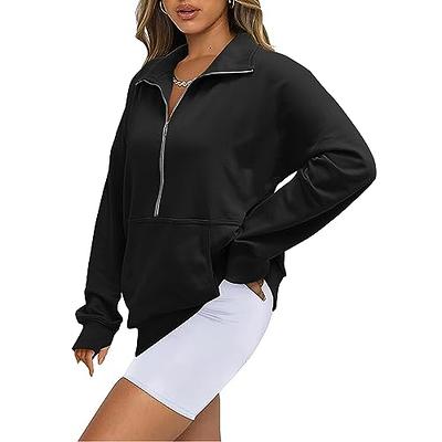 Quarter Zip, Women'S Casual Fashion Long Sleeve Solid Color Zip Pullover  Hoodise Hoodies Sweatshirt Top For Women Loose Fit Ladies Sweatshirts Half