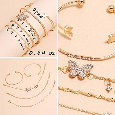 RINTOLER 16pcs Gold Bangle Bracelets Set for Girls - Multi Layer Stackable Textured Bracelets Boho Jewelrys for Women.
