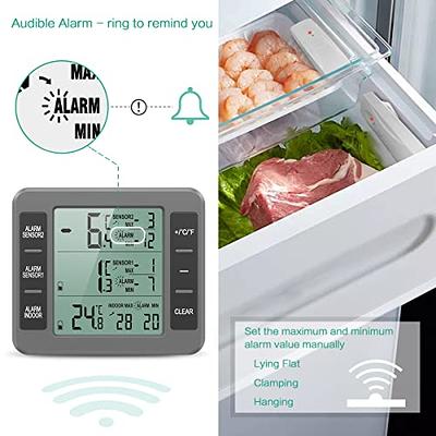 Refrigerator Thermometer Digital Fridge Freeze Room Thermometer Waterproof  Large LCD Display Max/Min Record Function, White