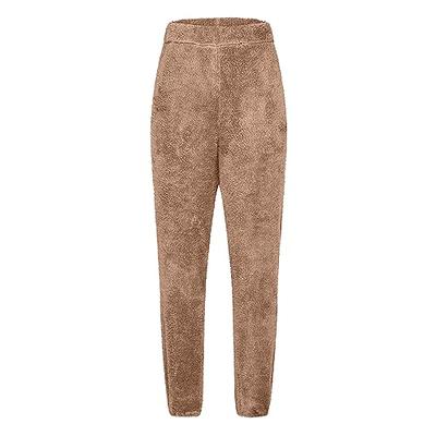 Usupdd Women's Sweatpants Plush Fitness Pants Warm Trousers Oversize Sports  Pants Thick Fleece Leggings Winter Pockets Pants B Brown - Yahoo Shopping