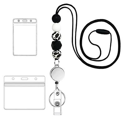 Retractable Badge Reel with Lanyard, Silicone Beaded Lanyards for ID Name  Card, Cute Badge Reel with 2 Badge Holders, Necklace Badge Lanyard for  Teachers, Students, Nurse, Office Worker (Silver -2) - Yahoo Shopping