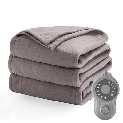 Sunbeam Fleece Electric Heated Blanket Gray Twin Yahoo Shopping