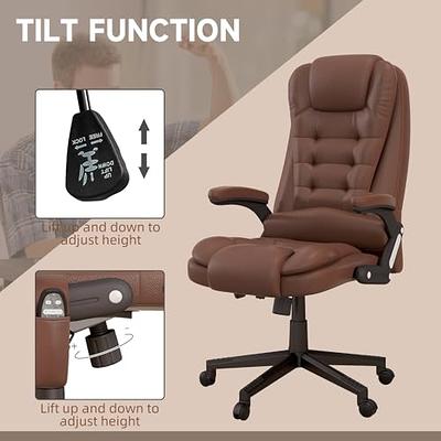 4-Point Ergonomic Massage Office Chair with Heating, Reclining Backrest Brown