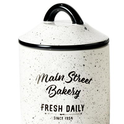 Everyday Coffee, Sugar, Flour 3 Piece Canister Set, White/Black