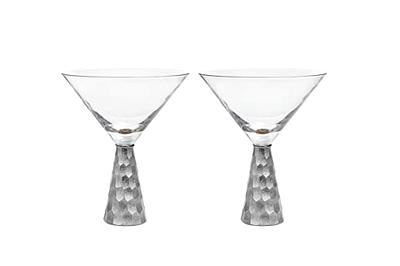 Set of 6 Handcrafted Speckled Martini Glasses Mexican Confetti Rock Design  12 Oz 