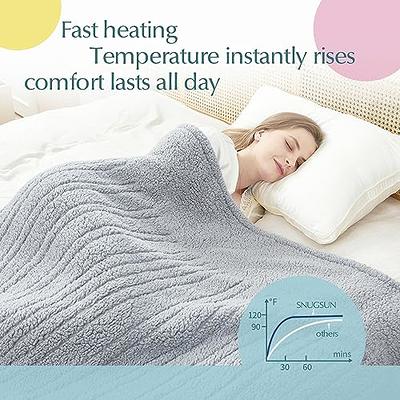 EHEYCIGA Heated Blanket Electric Blanket Throw - Heating Blanket with 6  Heating Levels & 10 Hours Auto Off, Soft Cozy Sherpa Washable Blanket with