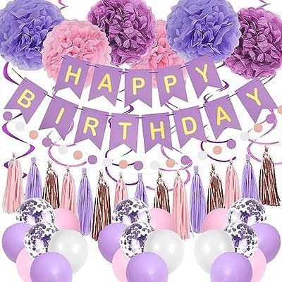 Fecedy Happy Birthday Banner with Colorful Paper Flag Bunting Paper Circle Confetti Garland Swirl Streamers Honeycomb Ball for Birthday Party