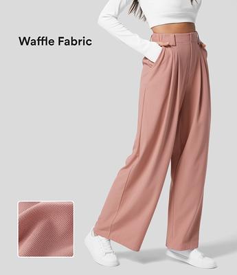 Halara High Waisted Plicated Side Pocket Wide Leg Waffle Casual Pants -  Rose Tan - XL(regular) sweatpants jogger pants stacked sweatpants - Yahoo  Shopping