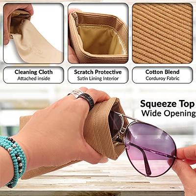 Calabria Slim Eye Glasses Case w/Clip Soft PU Leather Black Men Women  Eyeglasses Pouch Slip-In Eyewear Holder Sunglass Bag