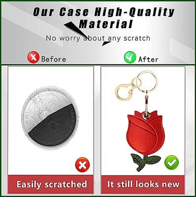Leather Keychain Case Holder Compatible with Apple AirTag, GPS Airtag  Keychain Finder Tracker with Key Ring, Anti-Scratch Protective Air Tag  Cover for