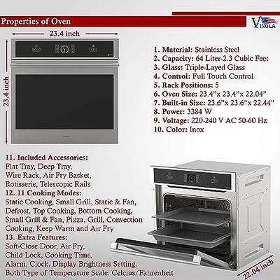 24 in. Single Electric Wall Oven 10 Cooking Functions with Rotisserie and  Convection Touch Control in Silver Glass