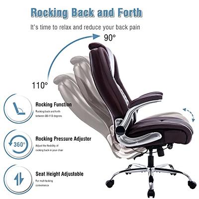 High Back Office Chair with Lifting Headrest - Flip Arms Adjustable  Built-in Lumbar Support, Executive Computer Desk Chair Home Office Work  Chairs, Thick Padded, Strong Metal Base, Ergonomic Design - Yahoo Shopping