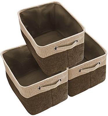 Sorbus Set of 3 Wicker Cube Baskets with Handles Neutral