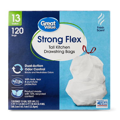 Great Value Strong Flex 13-Gallon Drawstring Tall Kitchen Trash