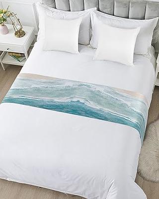 Aqua Blue Ocean & Beach Cotton Sateen Duvet Cover, Art Printed Quilt Cover  for Coastal Bedroom, Summer Home Comforter Cover 