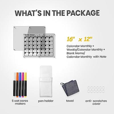  Acrylic Fridge Calendar l Clear 2 Set Acrylic Calendar Planner  Board for Refrigerator  Eco-Friendly Whiteboard 16 x 12 Inches, Calendar  Dry Erase Board for Refrigerator, Includes 6 Dry Erase Markers : Office  Products