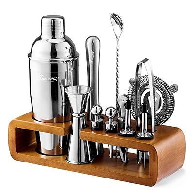 NutriChef Mixology Bartender Cocktail Shaker Set 15 & 30 oz Stainless Steel Mix  Drink Shaker Kit 