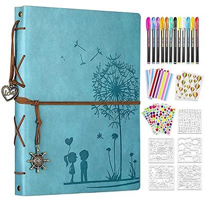 Our Adventure Book 11.9 x 7.6 Inch 80 Pages Scrapbook Photo Album, 3D Retro  Embossed Letter Leather Hard Cover Movie Up Travel Journal Memory Book For