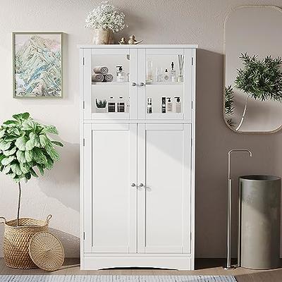  Iwell Bathroom Cabinet, Storage Cabinet with Doors, Large  Display Cabinet with Open Shelf, Freestanding Floor Cabinet for Living  Room, Home Office, White : Home & Kitchen