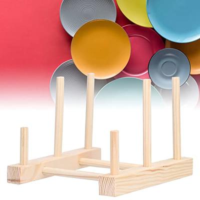 HBlife Bamboo Dish Plate Bowl Cup Book Pot Lid Cutting Board Drying Rack Stand Drainer Storage Holder Organizer Kitchen Cabinet