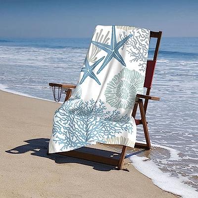 SHUSTARY Beach Theme Large Bath Towels,Coastal Blue Grey Starfish