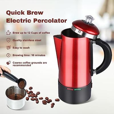 WerkWeit Electric Coffee Percolator 12 Cup Stainless Steel