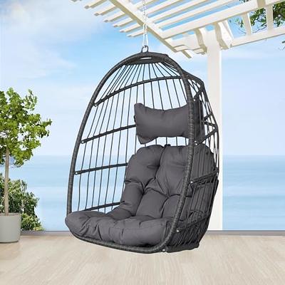 BULEXYARD Indoor Outdoor Wicker Hanging Egg Chair Without Stand
