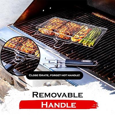 SEARCHI Stainless Steel BBQ Cooking Grill Basket Portable Accessories,  Outdoor Round Barbecue Grill Grate, BBQ Tools Camping Picnic Cookware for  Grilling Vegetables Fishes Shrimp 