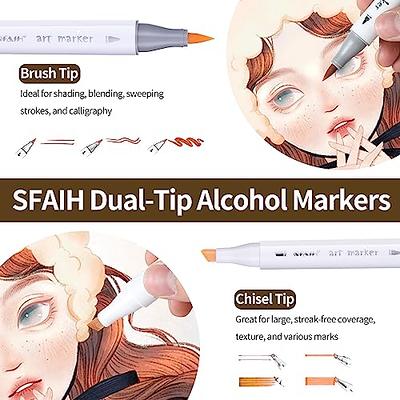 Ohuhu 24-Skin tone Dual-Tip Art Markers Alcohol-Based Brush and